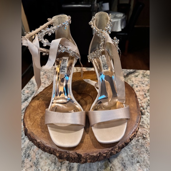 Badgley Mischka champagne heeled wedding / formal shoes. Box included - Picture 3 of 16